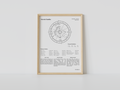 Framed astrological chart on a white wall